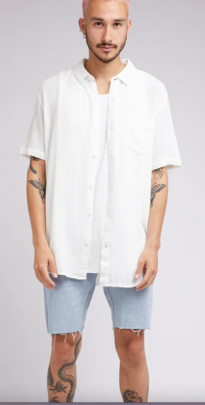 SILENT THEORY HEMP SHORT SLEEVE SHIRT - WHITE