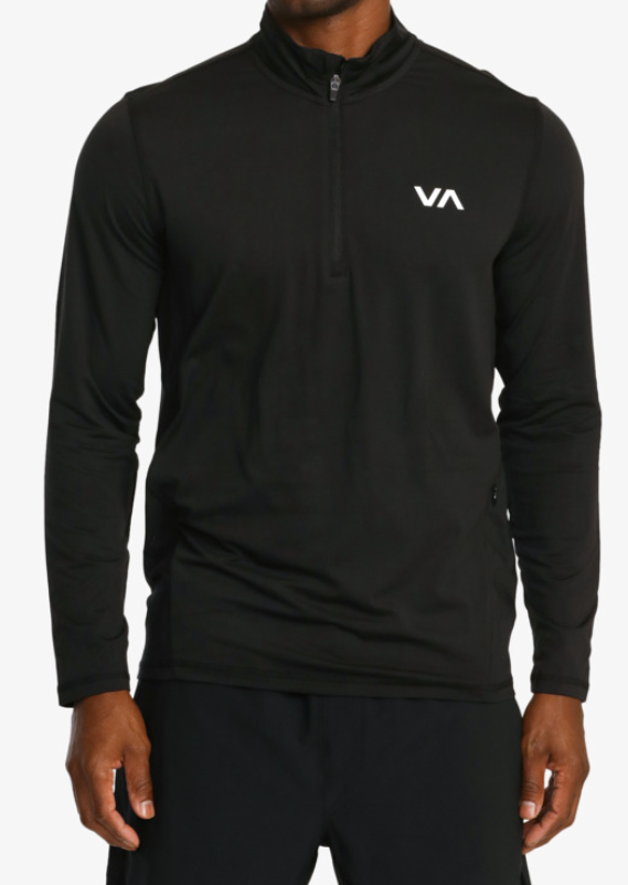 RVCA SPORT VENT LONG SLEEVE HALF ZIP - BLACK