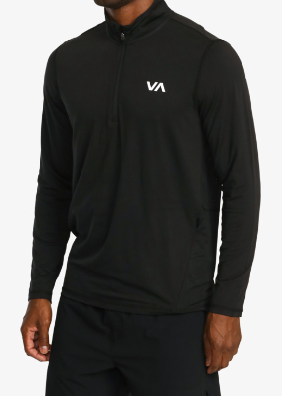 RVCA SPORT VENT LONG SLEEVE HALF ZIP - BLACK