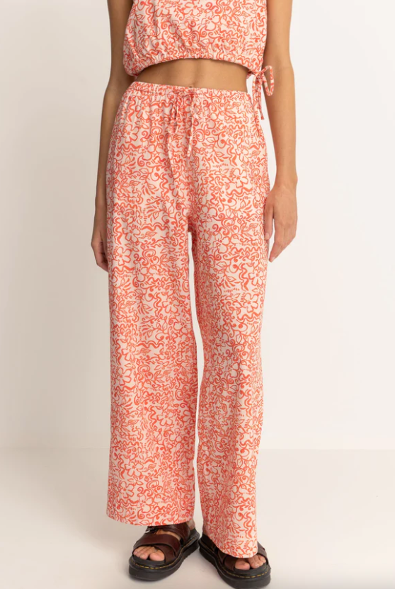 RHYTHM ISLANDER FLORAL DRAWSTRING PANT - CORAL