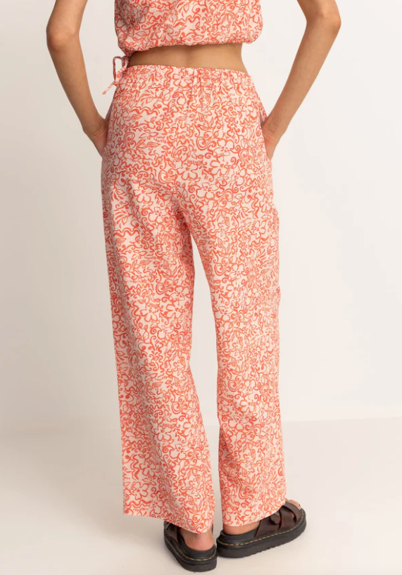 RHYTHM ISLANDER FLORAL DRAWSTRING PANT - CORAL