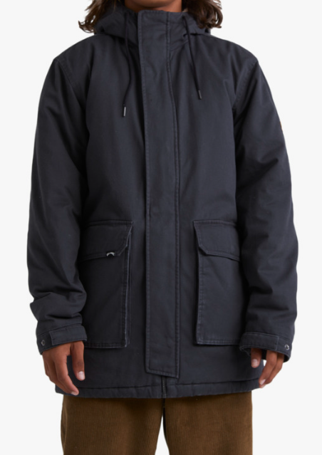 BILLABONG MENS JINDY PARKA JACKET - WASHED BLACK