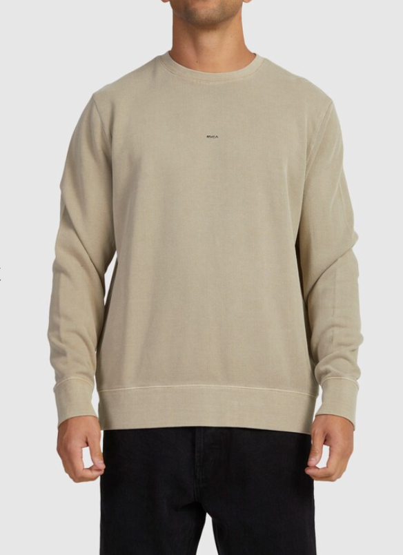 RVCA MENS SMALLS CREW JUMPER - MUSHROOM