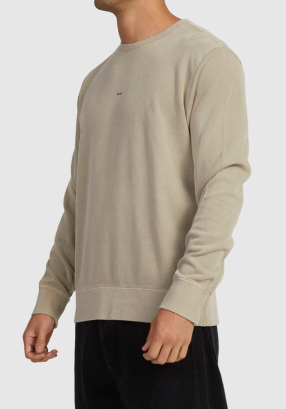 RVCA MENS SMALLS CREW JUMPER - MUSHROOM