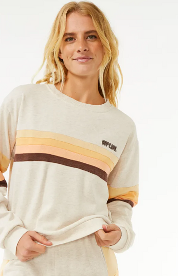 RIP CURL SURF REVIVAL PANELLED CREW - OATMEAL MARLE