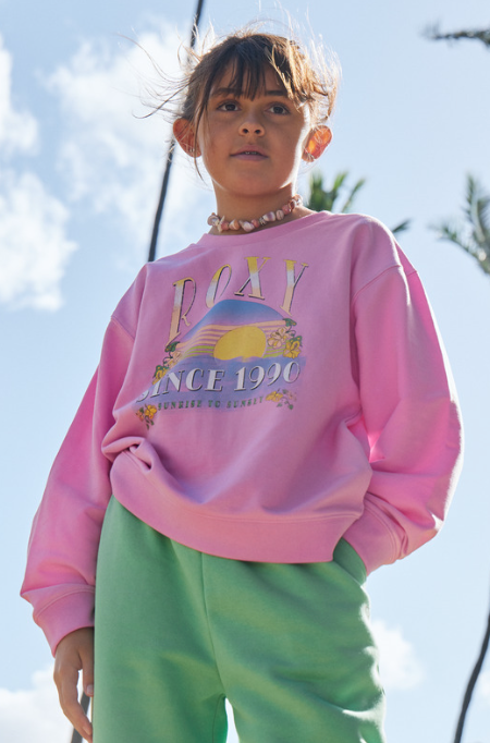 ROXY GIRLS MORNING HIKE PULLOVER SWEATSHIRT - PRISM PINK