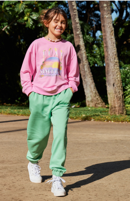 ROXY GIRLS MORNING HIKE PULLOVER SWEATSHIRT - PRISM PINK