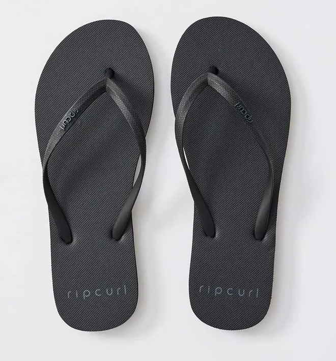 RIP CURL BONDI BLOOM OPEN TOE THONGS - BLACK