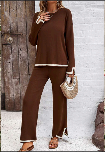MUTIG COTTON KNIT SET - BROWN