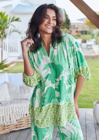 JAASE  Palmetto Print Gypsea Blouse