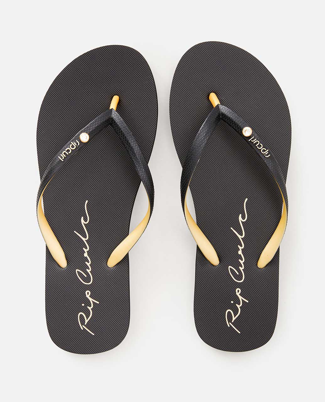 RIP CURL SCRIPT WAVE BLOOM THONGS - BLACK/GOLD