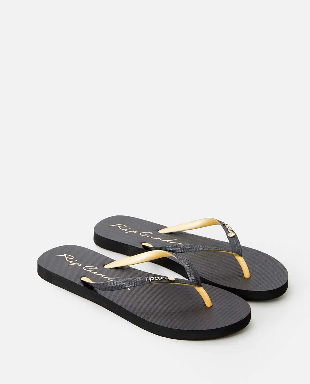 RIP CURL SCRIPT WAVE BLOOM THONGS - BLACK/GOLD