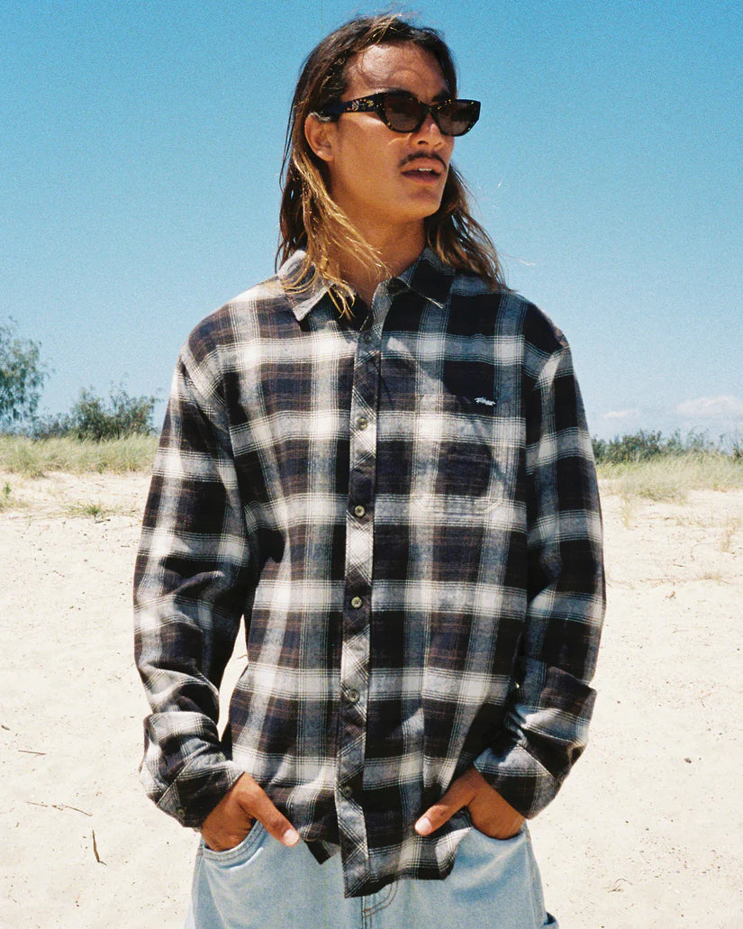 BILLABONG MENS COASTLINE FLANNEL SHIRT - CHOCOLATE