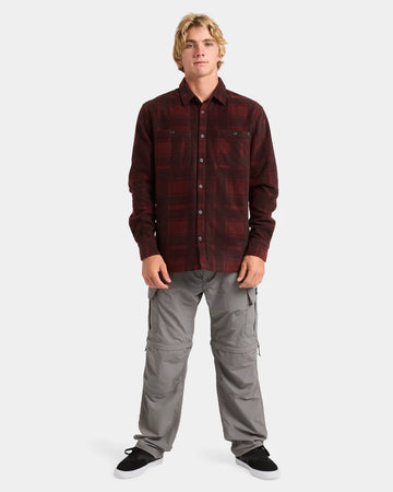 QUIKSILVER MENS NORTH SEA EXPEDITION LONG SLEEVE SHIRT - BURGANDY NORTH SEA