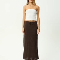 AFENDS FRIDA - SEERSUCKER MAXI SKIRT - COFFEE