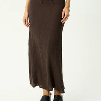 AFENDS FRIDA - SEERSUCKER MAXI SKIRT - COFFEE