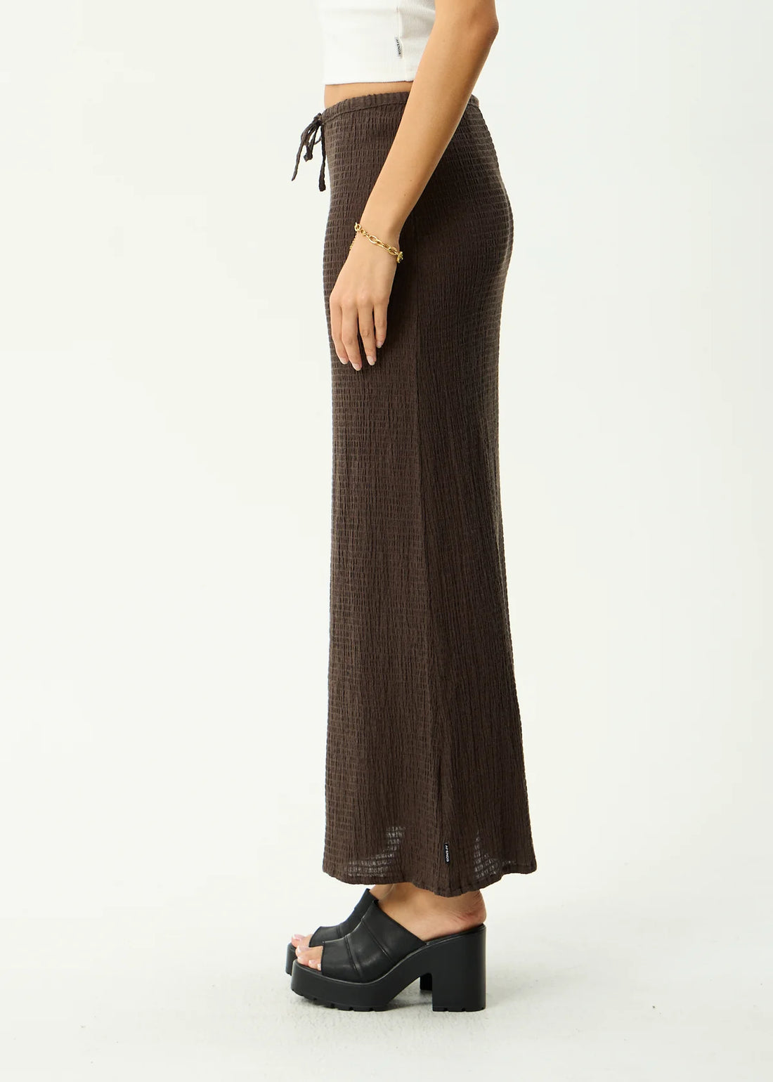 AFENDS FRIDA - SEERSUCKER MAXI SKIRT - COFFEE