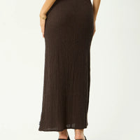 AFENDS FRIDA - SEERSUCKER MAXI SKIRT - COFFEE