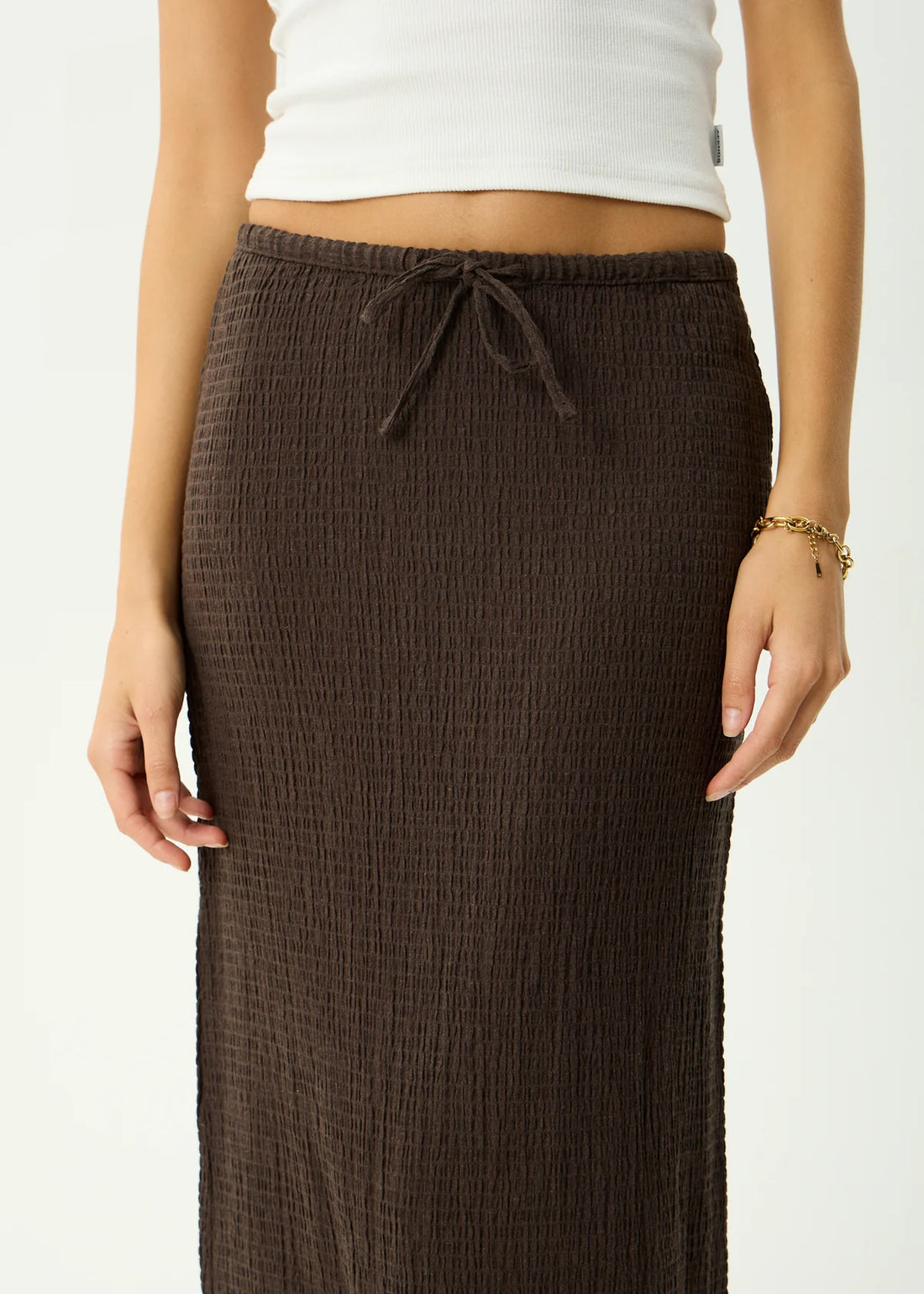 AFENDS FRIDA - SEERSUCKER MAXI SKIRT - COFFEE