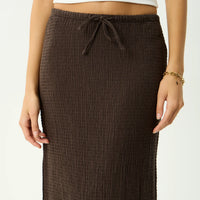 AFENDS FRIDA - SEERSUCKER MAXI SKIRT - COFFEE