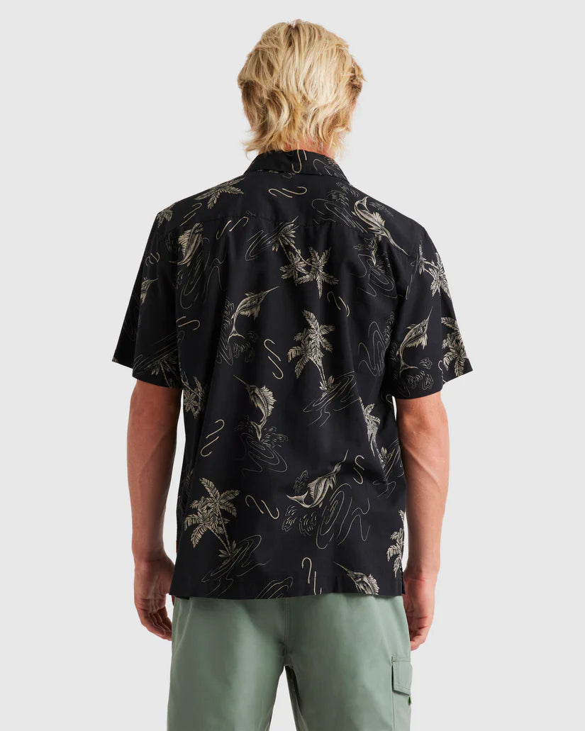 QUIKSILVER MENS BIMINI TWIST SHORT SLEEVE SHIRT - BLACK BIMINI TWIST