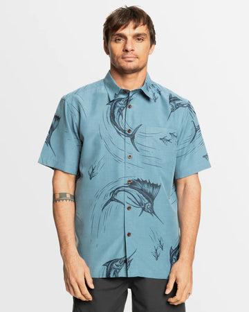 QUIKSILVER MENS CHASE SHIRT - AGEAN BLUE THE CHASE