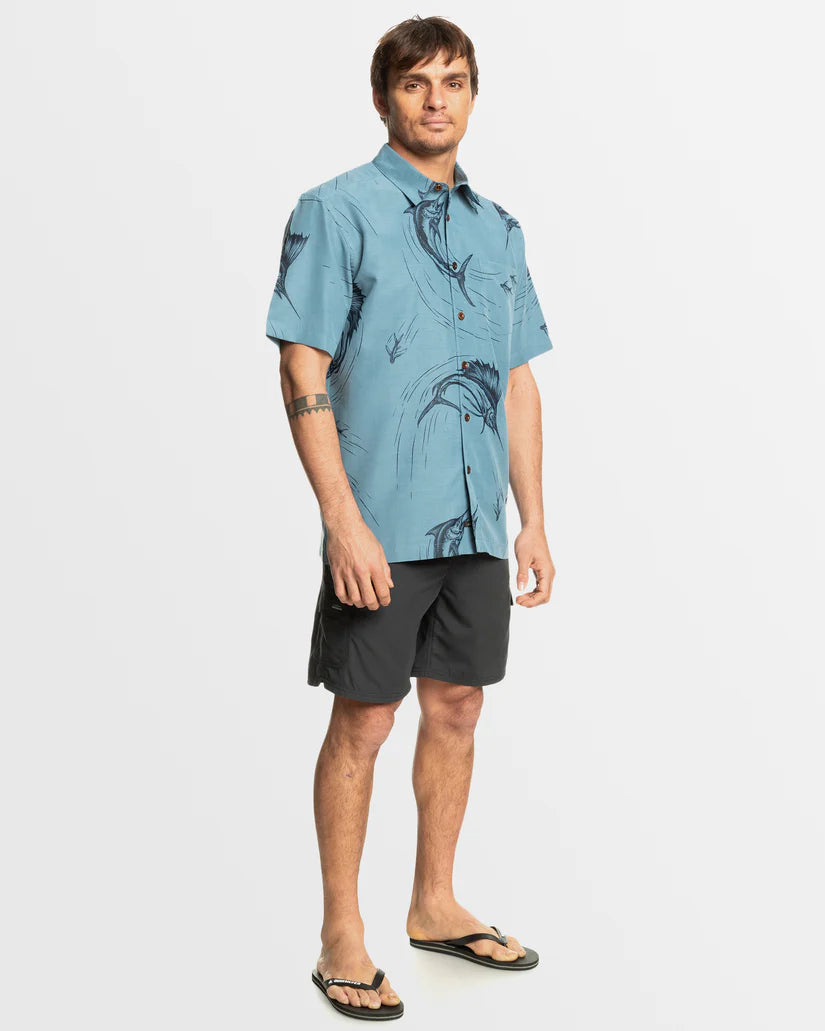 QUIKSILVER MENS CHASE SHIRT - AGEAN BLUE THE CHASE