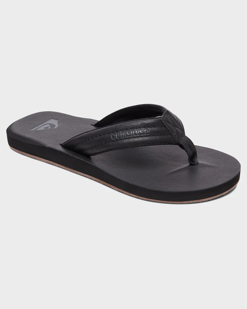 QUIKSILVER CARVER NUBUCK SANDALS - SOLID BLACK