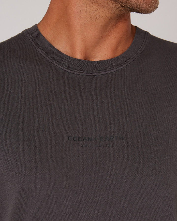 OCEAN AND EARTH BIG MENS WASHED PRIORITY TEE - DULL BLACK