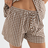 RHYTHM  BIRDIE GINGHAM SHORT - BROWN