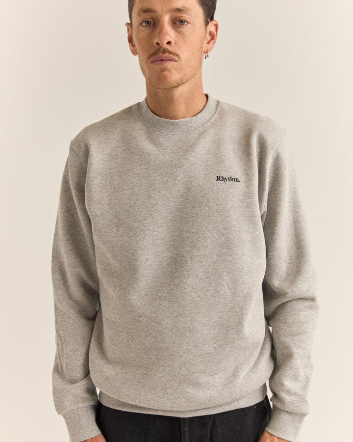 RHYTHM BRAND FLEECE CREW - GREY HEATHER