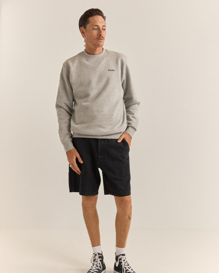 RHYTHM BRAND FLEECE CREW - GREY HEATHER