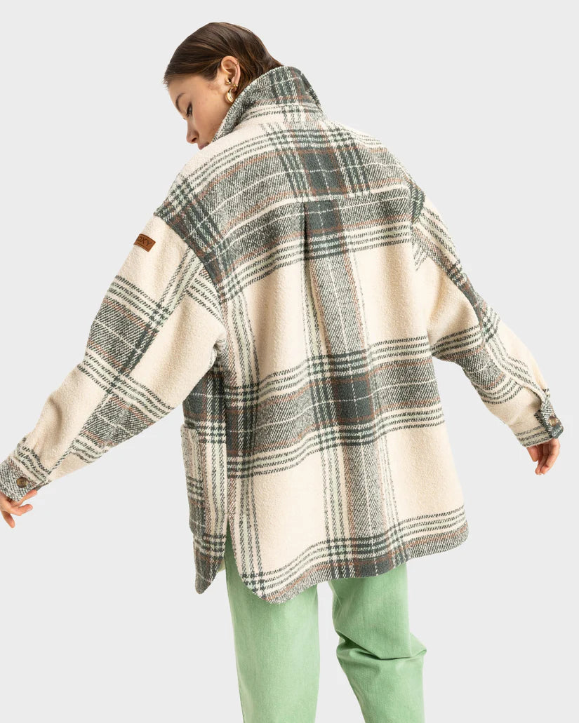 ROXY CHECK ME NOW JACKET - AGAVE GREEN OLAN PLAID