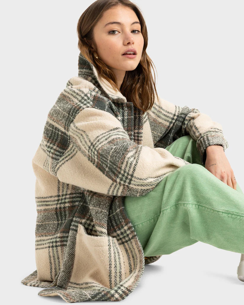 ROXY CHECK ME NOW JACKET - AGAVE GREEN OLAN PLAID