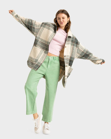 ROXY CHECK ME NOW JACKET - AGAVE GREEN OLAN PLAID