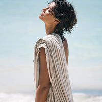 LAYDAYS LAGUNA BEACH TOWEL- SKY BLUE & MOCHA