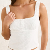 RHYTHM LIA BRODERIE TOP - WHITE
