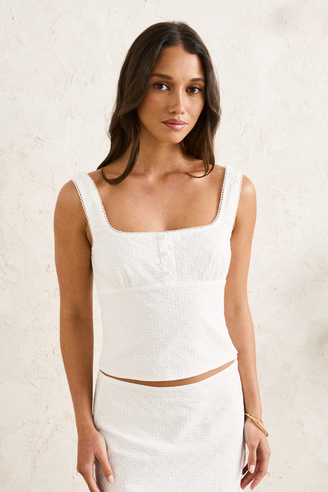 RHYTHM LIA BRODERIE TOP - WHITE