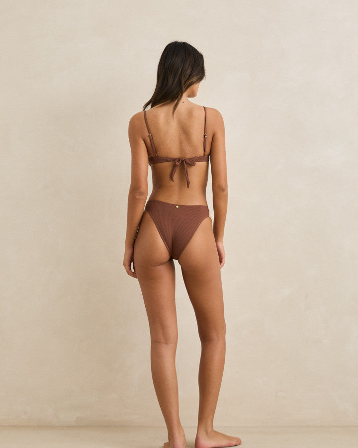 RHYTHM LILY RIB SOFT SIDE HOLIDAY PANT - CHOCOLATE