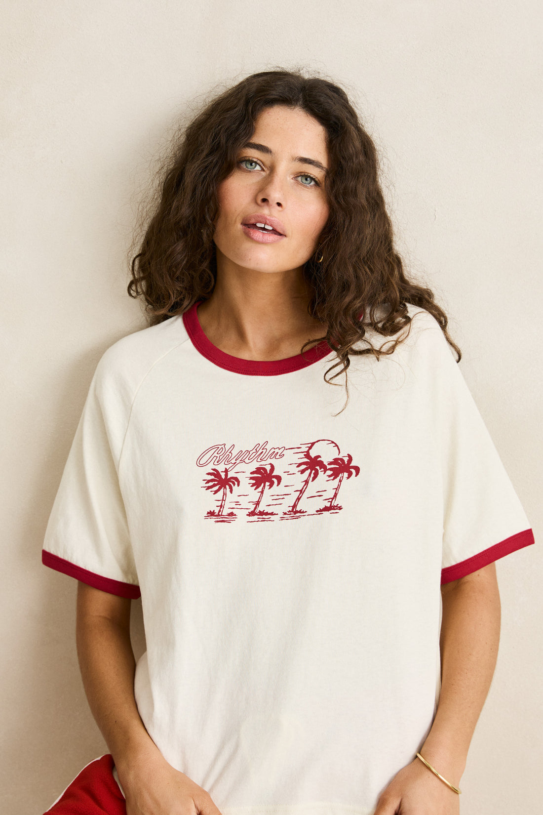 RHYTHM OCEANVIEW RINGER TEE - CHERRY