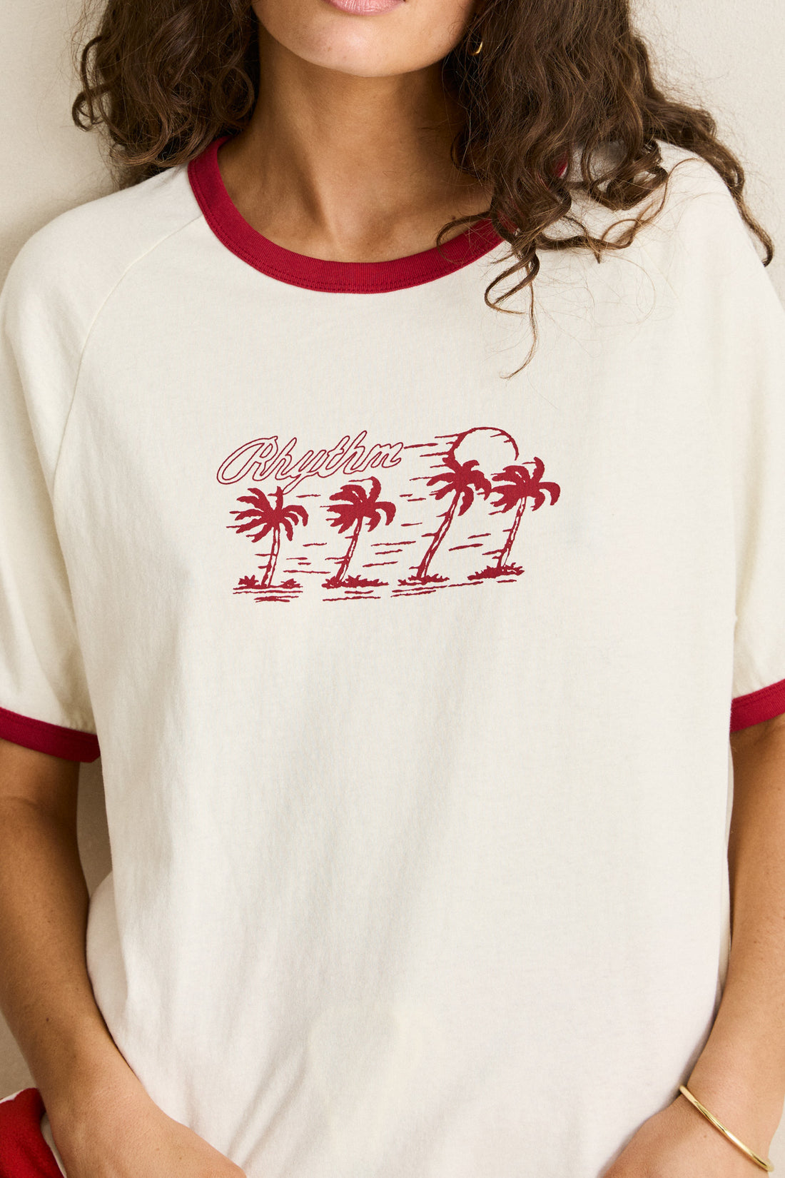 RHYTHM OCEANVIEW RINGER TEE - CHERRY
