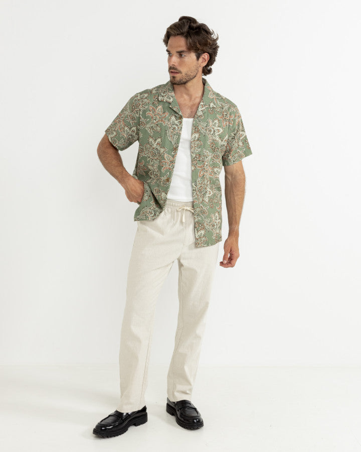 RHYTHM PAISLEY SHORT SLEEVE SHIRT - GREEN TEA