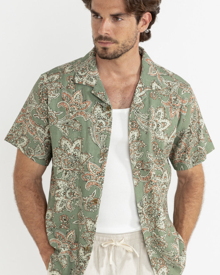 RHYTHM PAISLEY SHORT SLEEVE SHIRT - GREEN TEA