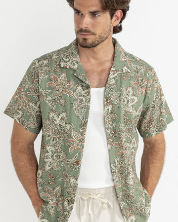 RHYTHM PAISLEY SHORT SLEEVE SHIRT - GREEN TEA
