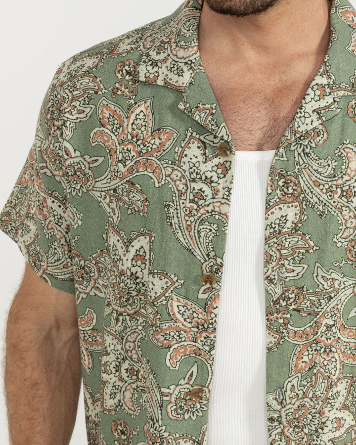 RHYTHM PAISLEY SHORT SLEEVE SHIRT - GREEN TEA