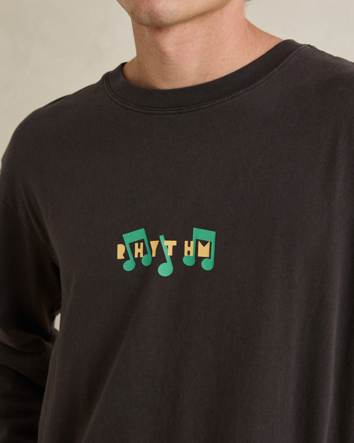 RHYTHM RADIO SOUNDS VINTAGE LS T-SHIRT - VINTAGE BLACK
