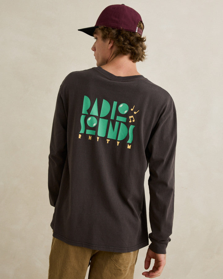 RHYTHM RADIO SOUNDS VINTAGE LS T-SHIRT - VINTAGE BLACK