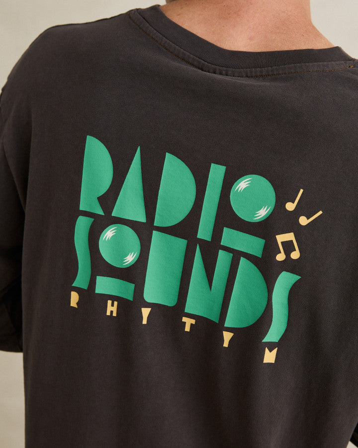 RHYTHM RADIO SOUNDS VINTAGE LS T-SHIRT - VINTAGE BLACK