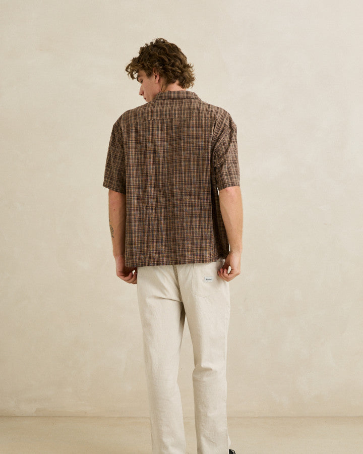 RHYTHM RELAXED BRADY CHECK SS SHIRT - COFFEE