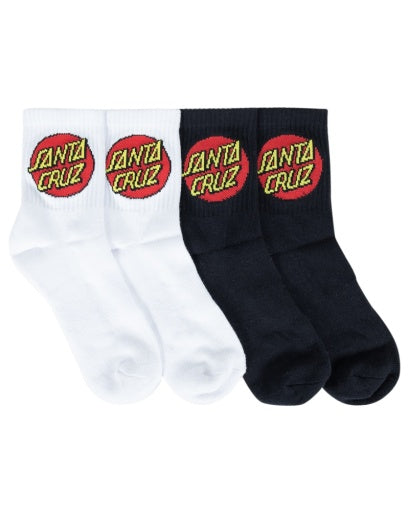 SANTA CRUZ CLASSIC DOT MID SOCK 4 PACK - BLACK/WHITE